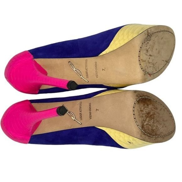 BRIAN ATWOOD Blayne Colorblock Suede Peeptoe Heels Size 7 - Picture 5 of 15